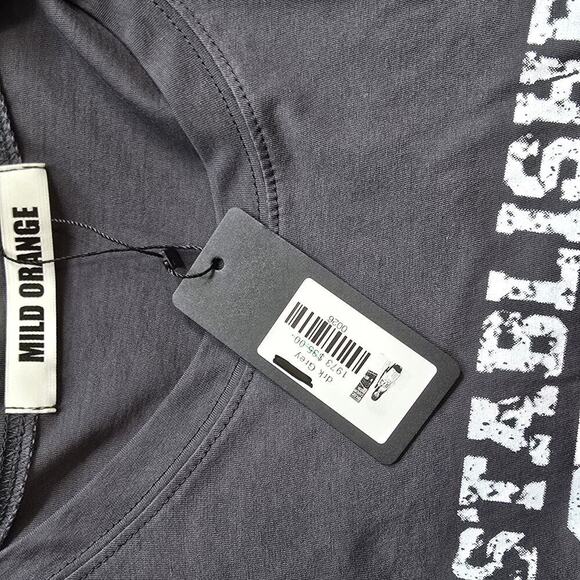 Womens Oversized Gray Long Sleeve Side Slit Tee Sz Onesize/Oversized - Picture 4 of 4